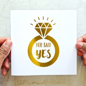 Yes Ring Engagement Card  - Custom Engaged Card - Congratulations To The Future Mr & Mrs - You're Engaged Card - Engaged - Gold Foil Card