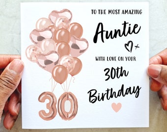 Auntie 30th Birthday Card - 30th Birthday Card For Auntie - Special 30th Birthday Card - Printed Card For Auntie - 30th Birthday Card