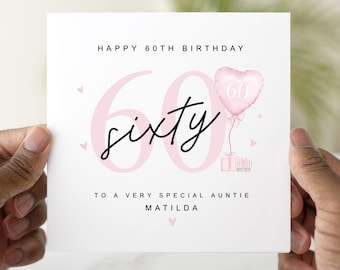 60th Birthday Card, Personalised 60th Birthday Card For Friend, Auntie, Sister, Mum, 60th Card For Her, 60th Birthday Gift