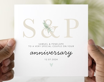Personalised Anniversary Card For Couple - Anniversary Card For Mum and Dad, Friends, Brother Sister, Daughter - Floral Design