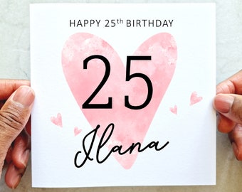 Personalised 25th Birthday Card - 25th Birthday Card - Age Birthday Card For Her - 25th Birthday Card For Her - Sister Niece Friend Daughter