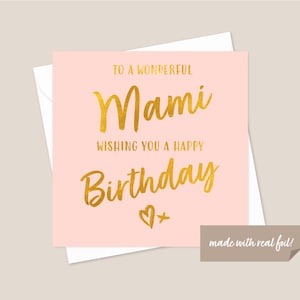 Mami Birthday Card - Mami Card - Card For Mami - Card For Her - Best Mami - Birthday Card For Mami - Gold foil Card