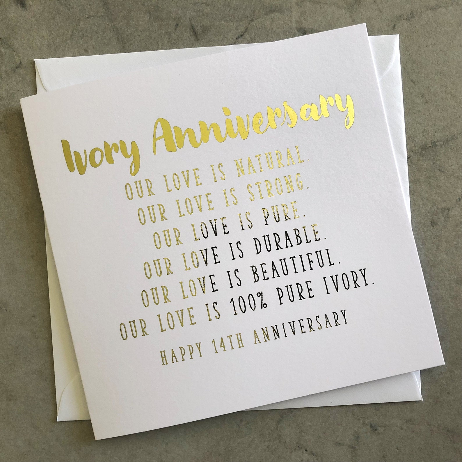 14th Year Wedding Anniversary Card Ivory Anniversary Wedding Etsy