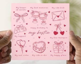 Fun My Bestie Birthday Card, Birthday Card For Best Friend, Friend Card