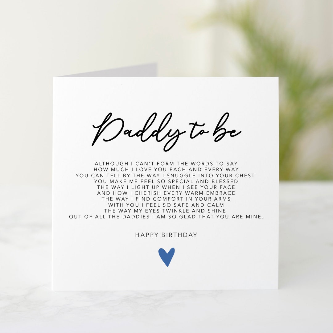 Poem Daddy to Be Birthday Card Birthday Card for Daddy to Be