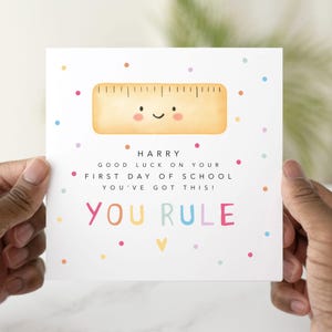 Personalised Back To Start School Card, Good Luck For Your 1st Day At school Card, Good Luck 1st Day At school Card, You Rule Design