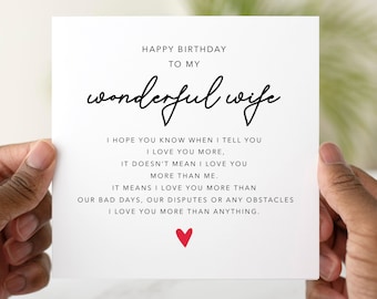 Special Poem Wife Birthday Card - Birthday Card For Wife - Special Wife Card - Wife Greeting Card For Birthday - Customisable  Card