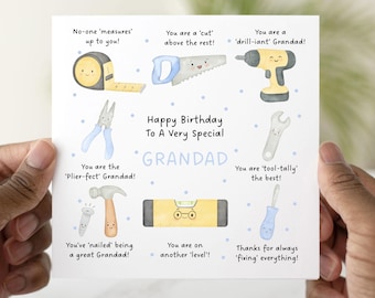 Cute Tools Grandad Birthday Card -  Birthday Card For Grandad - Cute Card For Grandad - Funny Grandad Birthday Card