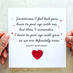 Funny Romantic Birthday Card - Handmade Crochet Heart - Birthday Card For Husband, Wife, Boyfriend, Partner, Him Or Her