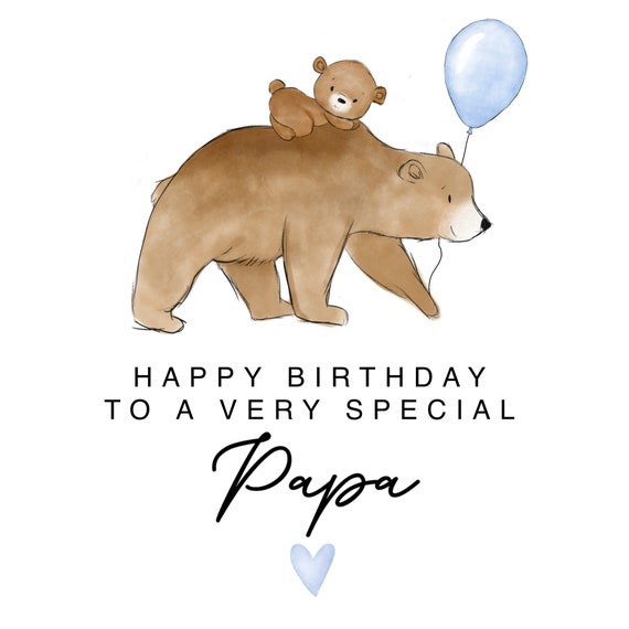 Papa Bear Birthday Card - Birthday Card For Papa - Birthday Card