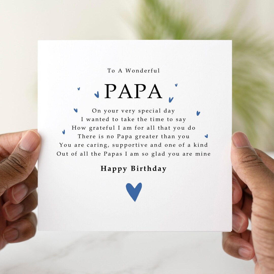 Poem Papa Birthday Card Birthday Card For Papa Meaningful Papa Card 