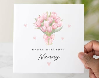 Personalised Birthday Card For Nanny, Grandma, Nana, Granny, Nan - Gran Birthday Card - Flower Bouquet Card
