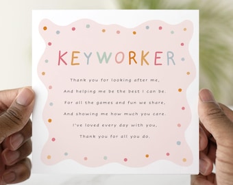 Keyworker Thank You Card - End Of Nursery Card - Keyworker Appreciation Card, Thank You Card For Nursery Worker