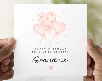 Personalised Birthday Card For Grandma, Nana, Gran, Nanny - Birthday Card Granny - Balloons Design Card