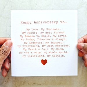 Girlfriend Anniversary Poem Card - Romantic Girlfriend Anniversary Card - Anniversary Card For Girlfriend  - Card For Anniversary - Red Foil