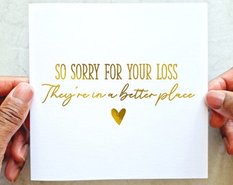 Simple Bereavement Card - Thinking Of You Card - Sending A Hug Card - Condolences Card - Gold Foil Card