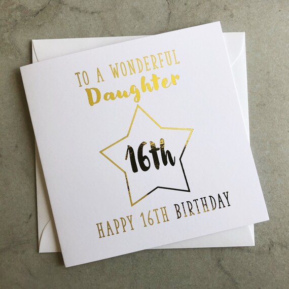 Daughter 16th Birthday Card Daughter Card for 16th Birthday | Etsy