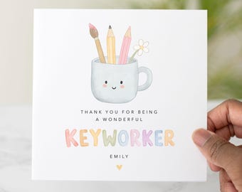 Keyworker Thank You Card Personalised - End Of Nursery Card - Keyworker Appreciation Card, Thank You Card For Nursery Worker