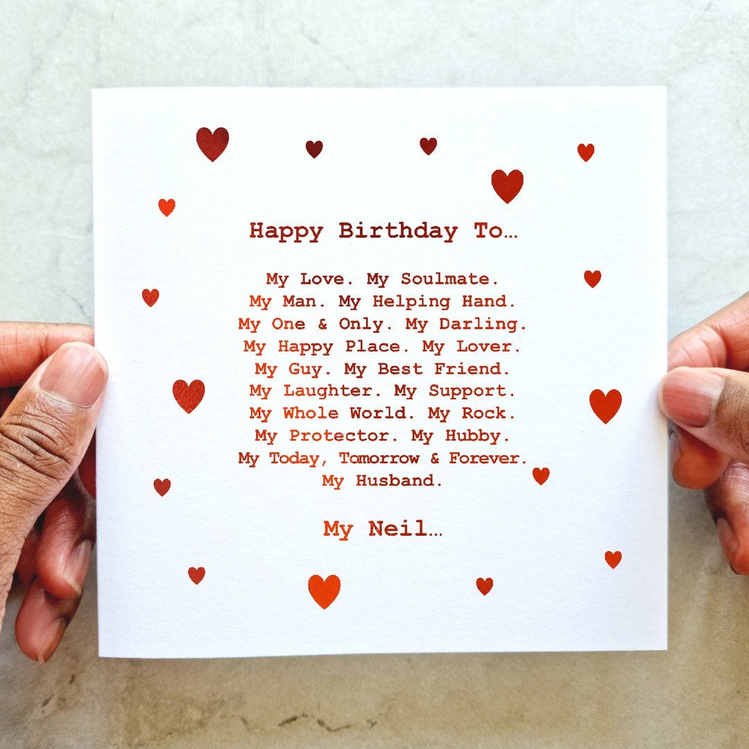 Poem Personalised Husband Birthday Card Romantic Birthday Card for ...