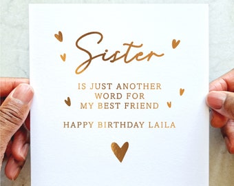 Personalised Sister Birthday Card - Birthday Card Sister - Birthday Card For Sister - Special Sister Birthday Card - Rose Gold Foil Card