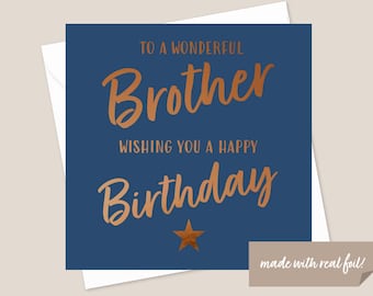 Brother Birthday Bronze Foil Card - Brother Card - Card For Brother - Birthday Card For Brother - Brother Birthday Card - Special Brother