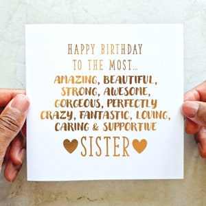 Poem Sister Birthday Card - Birthday Card Sister - Birthday Card For Sister - Special Sister Birthday Card - Rose Gold Foil Card