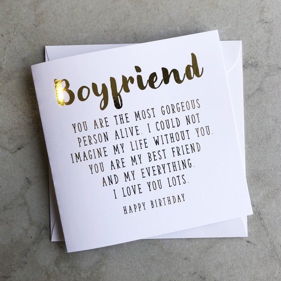 Boyfriend Birthday Card - Romantic Birthday Card - Birthday Card For  Boyfriend - Birthday Card For Him - Gold Foil Boyfriend Birthday Card