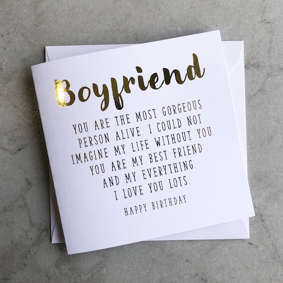 Boyfriend Birthday Card Romantic Birthday Card Birthday Card for Boyfriend  Birthday Card for Him Gold Foil Boyfriend Birthday Card 