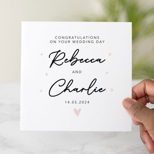 Personalised Wedding Day Card - Congratulations On Your Wedding Day - Wedding Card For Couples And Friends - Custom Names