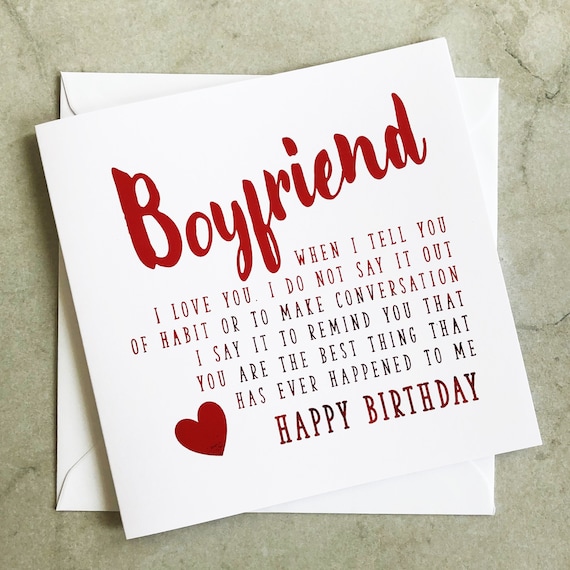 Boyfriend Birthday Card Romantic Birthday Card Birthday Card For ...