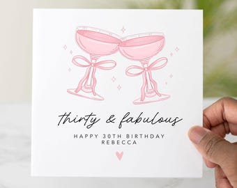 Personalised 30th Birthday Card, Thirty And Fabulous, 30th Birthday Card For Her, Daughter, Niece, Sister, Friend, 30th Birthday Gift