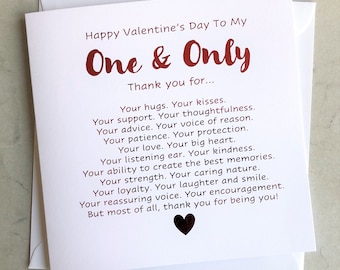 One & Only Valentines Day Card - Thoughtful Valentine's Card For Partner - Valentine's Day Card - Valentine's Card For Him Or Her -Red Foil