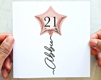 Personalised 21st Birthday Card - 21st Birthday Card - Special Age Birthday Card - 21st Birthday Card For Her - 21st Balloon Card