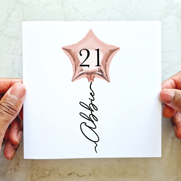 Personalised 21st Birthday Card - 21st Birthday Card - Special Age Birthday Card - 21st Birthday Card For Her - 21st Balloon Card