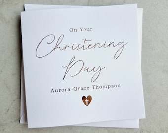 Personalised Christening Card - Goddaughter Card - Christening - Godson Card - Baptism Card - Christening Card - Naming Card -Rose Gold Foil