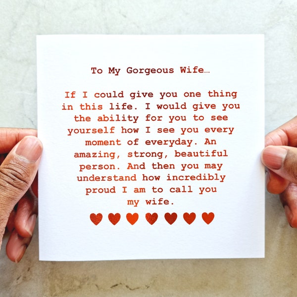 Romantic Wife Birthday Card - Romantic Birthday Card For Wife - Cute Birthday Card For Wife - Special Wife Card - Birthday - Red Foil Card