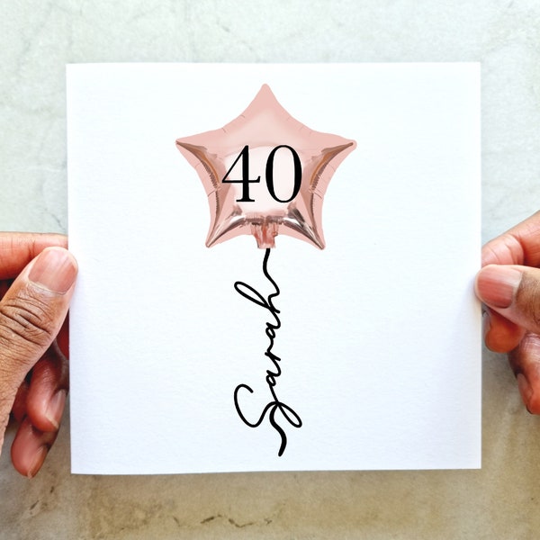 Carte personnalisée 40e anniversaire - 40e carte personnalisée - Carte pour soeur, tante, meilleure amie - 40e carte d'anniversaire pour elle - 40e carte ballon