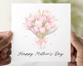 Tulip Mothers Day Card, Mothering Sunday Card, Mother’s Day Card For Mum, Grandma, Stepmum, Happy Mothering Sunday