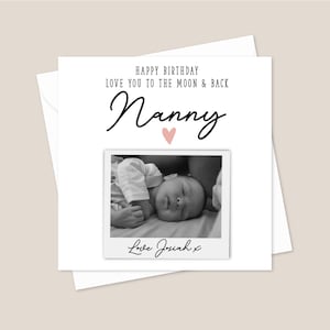 Personalised Photo Nanny Birthday Printed Card - Add Your Own Photo - Nanny Birthday Card - Card For Nanny - Love You To The Moon & Back