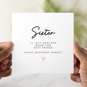 Personalised Sister Birthday Card - Birthday Card For Sister - Verse Sister Card - Sister Greeting Card - Sister Another Word For Friend
