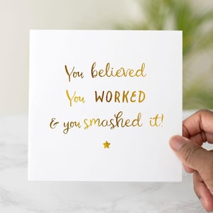 Congratulations Card - You Smashed It Card - New Job Success Card - Graduation Card - Motivational Card - Gold Foil Handmade Card