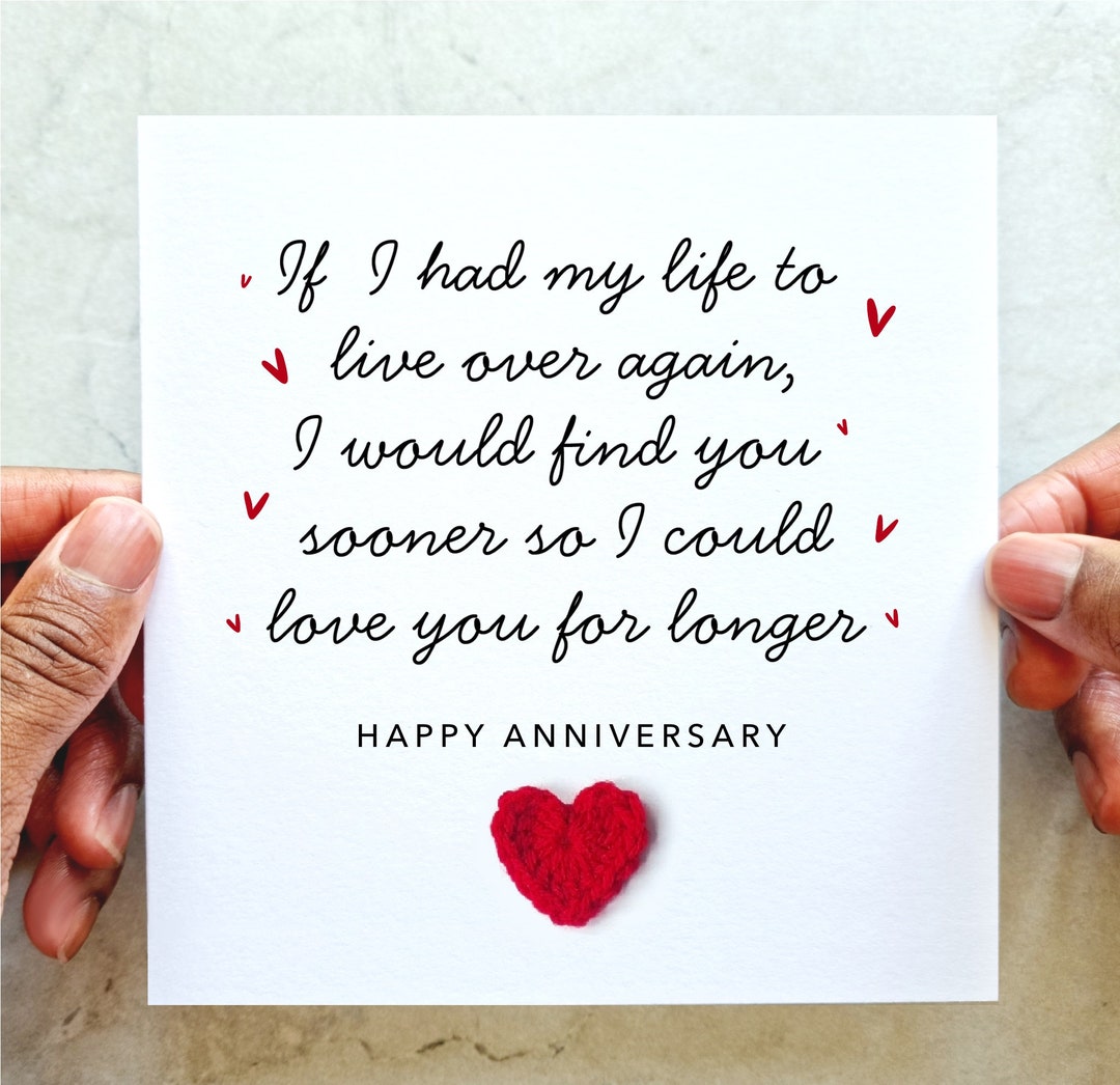 Handmade Anniversary Card - Handmade Crochet Heart - Love Card for ...