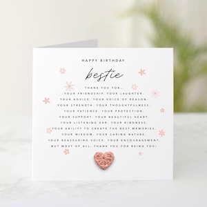 Personalised Bestie Birthday Card - Handmade Crochet Heart - Birthday Card For Best Friend, Friend, Bestie, Thank you for Card