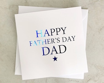 Blue Foil Father's Day Card - Card For Dad - Card For Father's day - Dad Card - Card For Him - Best Dad Card - Handmade Foiled Card
