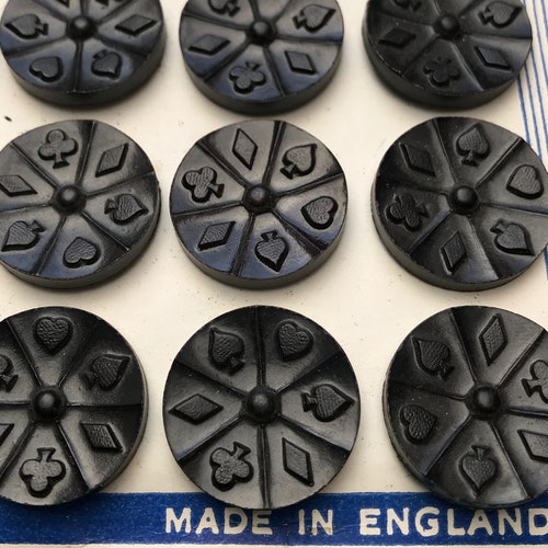 12 ACE Vintage Black Bakelite Playing Card Buttons Made in Etsy