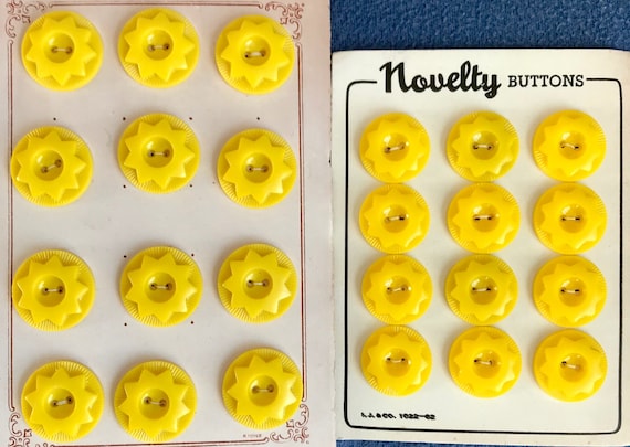 2cm wide 12 Gloriously Sunny Vintage Yellow Star Buttons