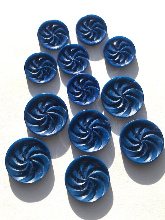 6 Oder Karten Von 24 Sapphire Blue Vintage 1930s Casein Energetic Swirly Buttons 1 7cm Oder 2 2cm