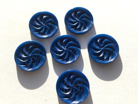 6 Oder Karten Von 24 Sapphire Blue Vintage 1930s Casein Energetic Swirly Buttons 1 7cm Oder 2 2cm