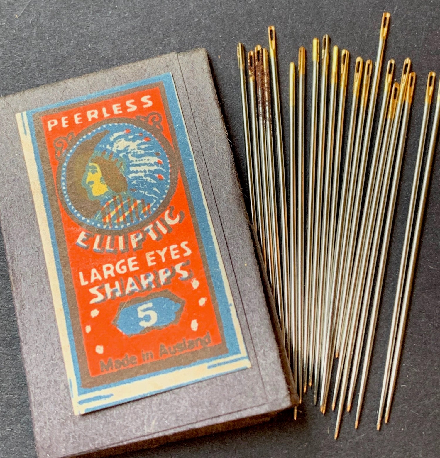 Vintage Pkt LARGE EYES Needles SHARPS size 5 38mm Red Etsy