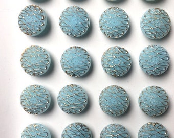 24 Vintage 1950s Cornflower Blue 1.4cm "New Mode" Glass Buttons